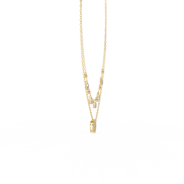 Yellow Gold Eternia Interlock Charm Diamond Necklace
