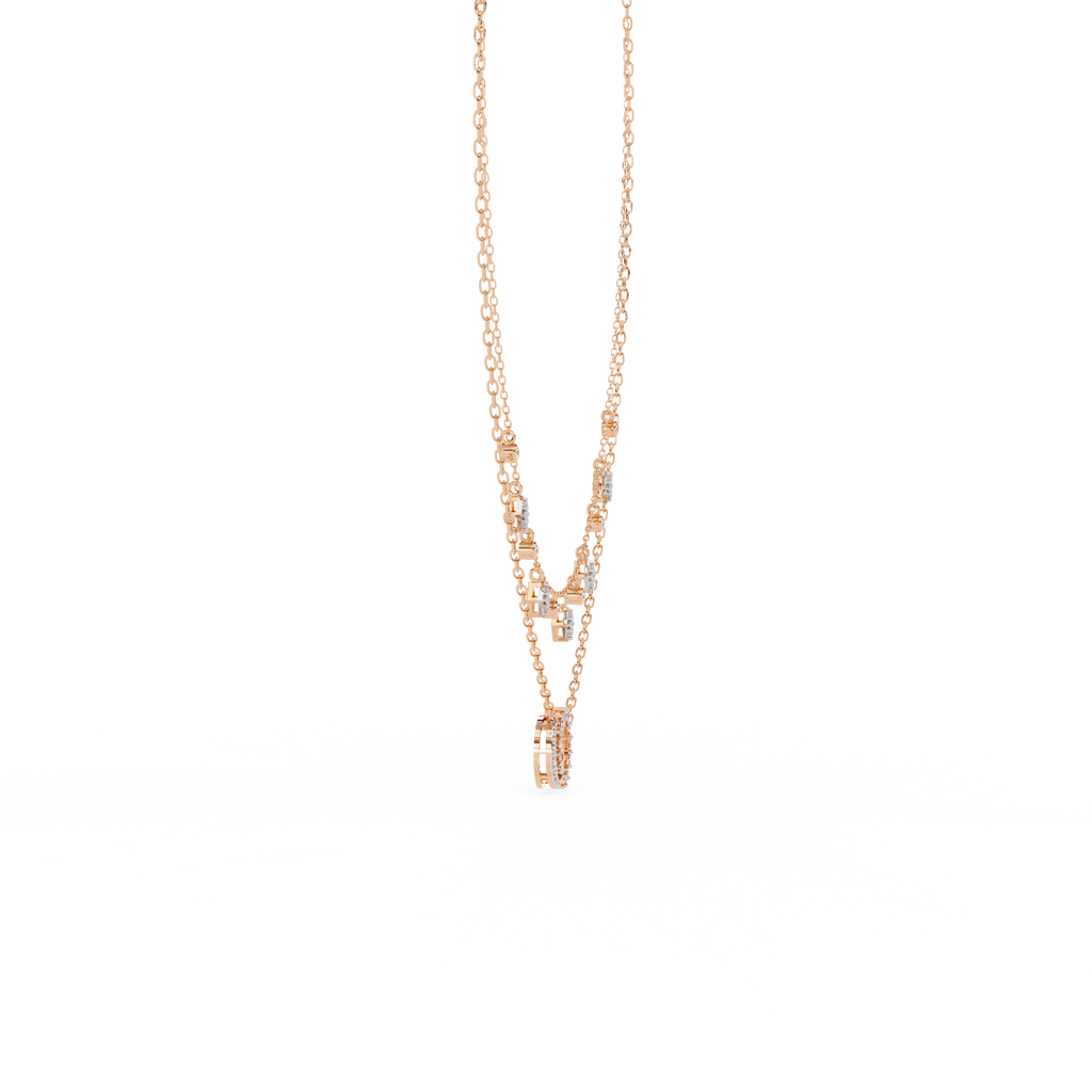 Rose Gold Eternia Interlock Charm Diamond Necklace