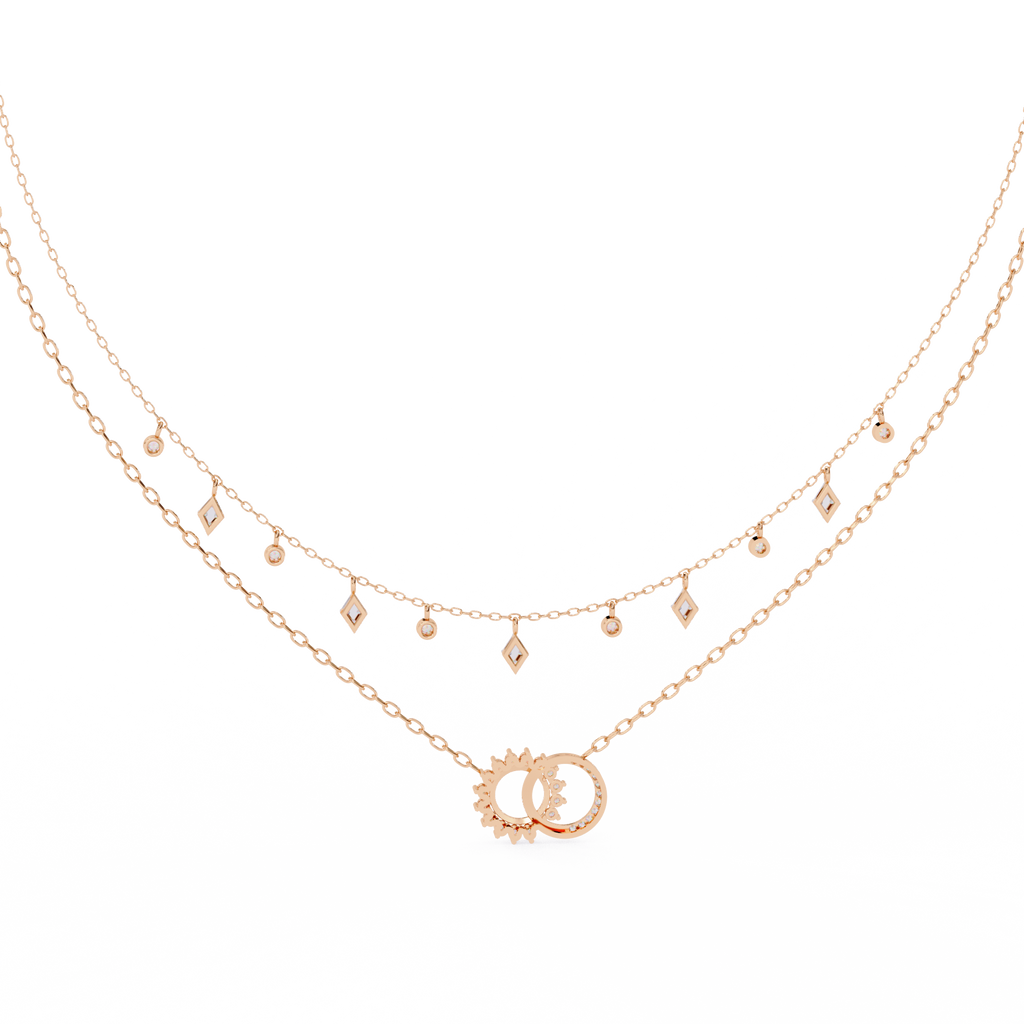 Rose Gold Eternia Interlock Charm Diamond Necklace