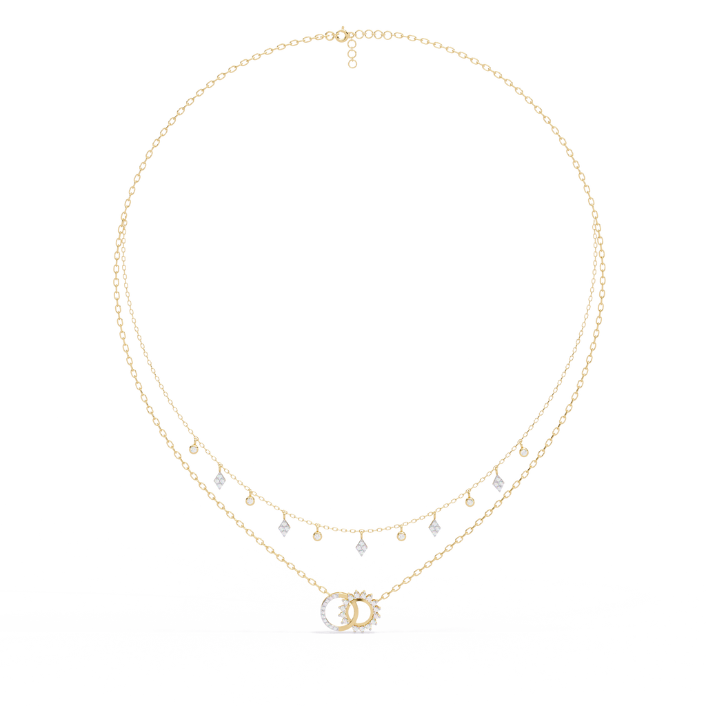 Yellow Gold Eternia Interlock Charm Diamond Necklace