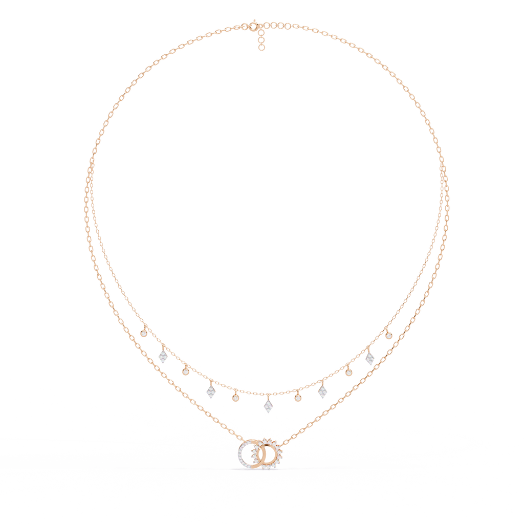 Rose Gold Eternia Interlock Charm Diamond Necklace