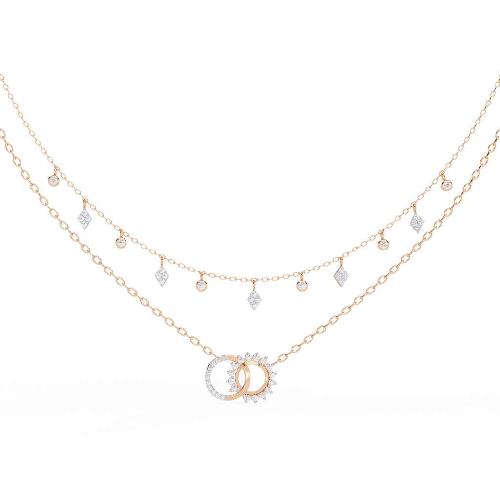 Rose Gold Eternia Interlock Charm Diamond Necklace