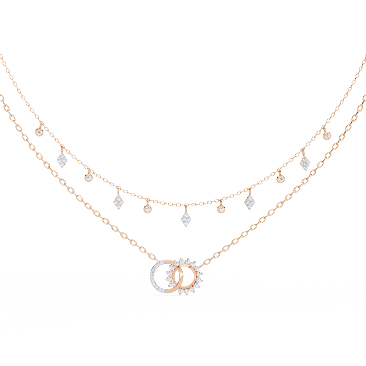 Rose Gold Eternia Interlock Charm Diamond Necklace