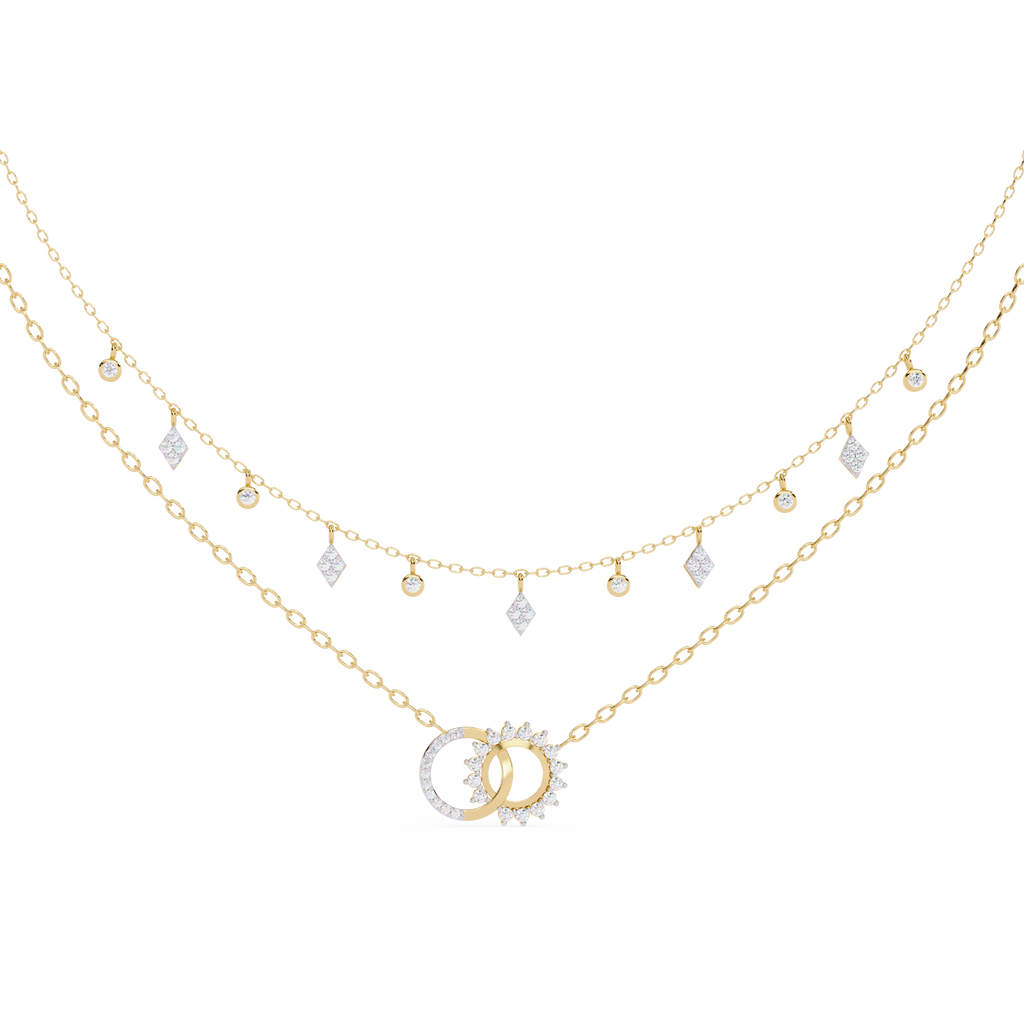 Yellow Gold Eternia Interlock Charm Diamond Necklace