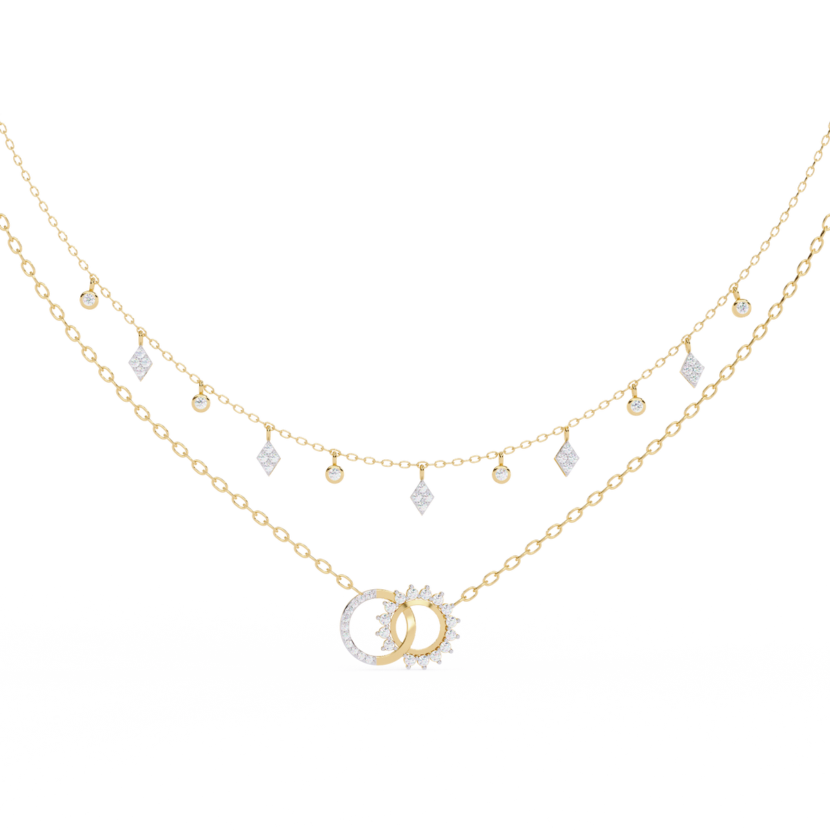 Yellow Gold Eternia Interlock Charm Diamond Necklace