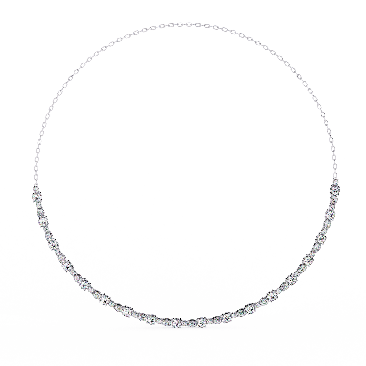 Classic Round and Oval Diamond Necklace