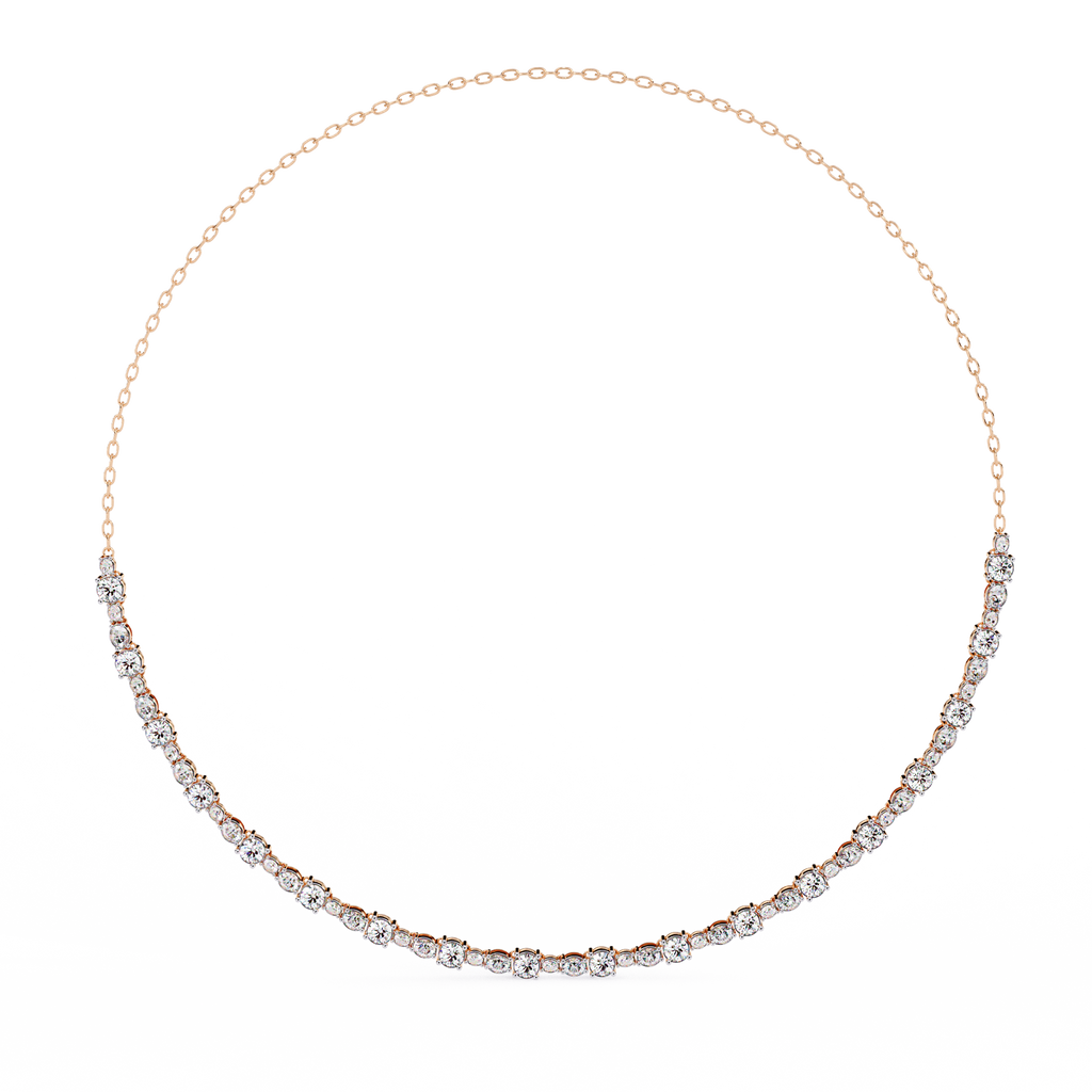 Rose Gold Riviera Graduated Diamond Tennis Necklace