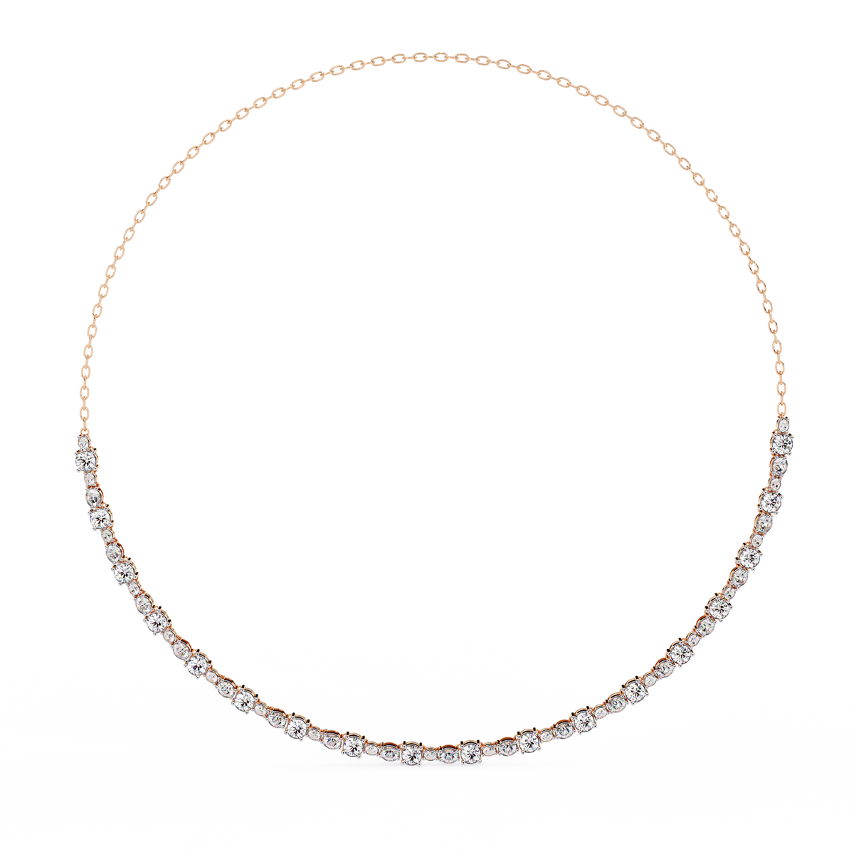 Rose Gold Riviera Graduated Diamond Tennis Necklace