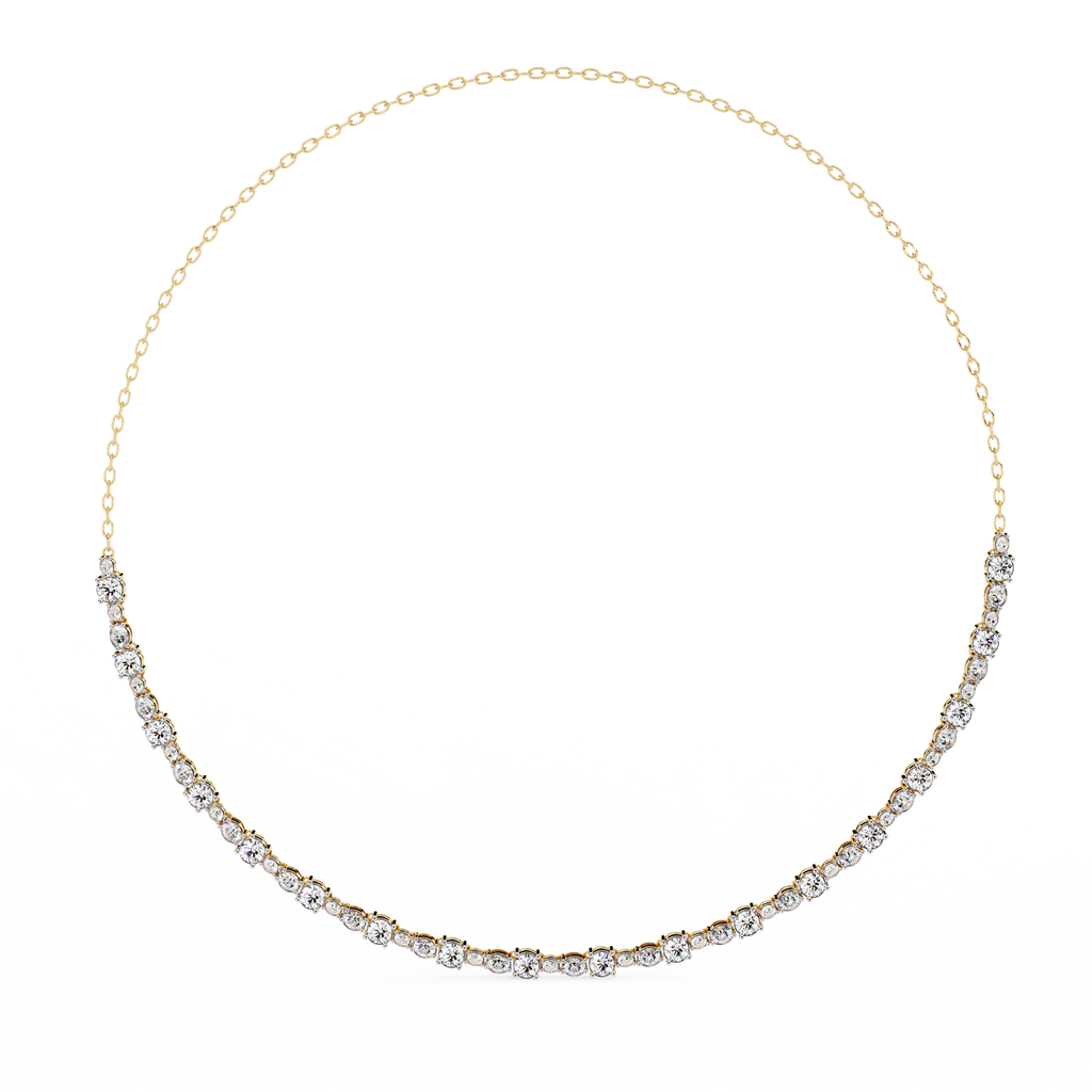 Yellow Gold Riviera Graduated Diamond Tennis Necklace