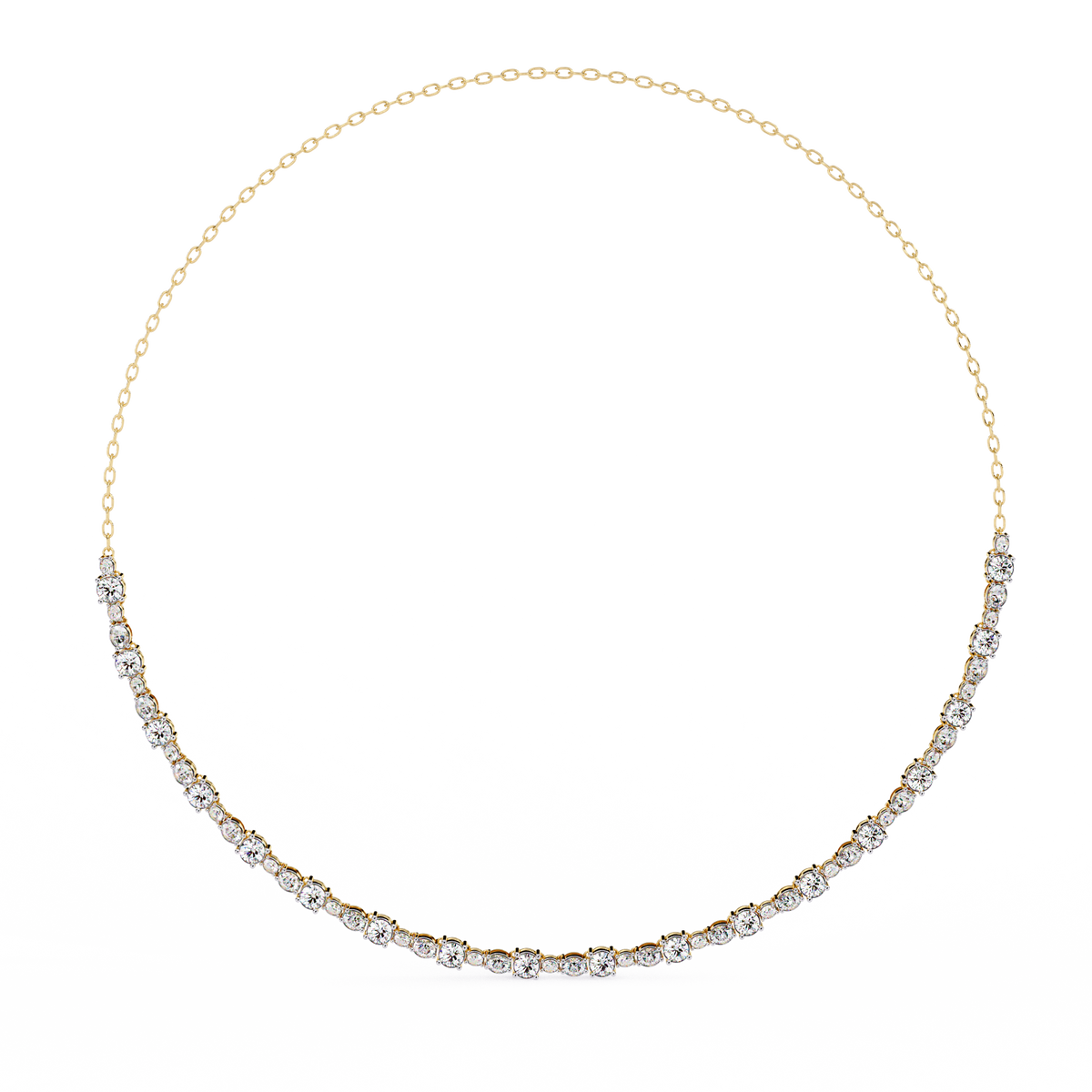 Yellow Gold Riviera Graduated Diamond Tennis Necklace