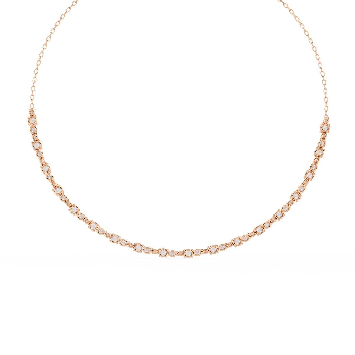 Classic Round and Oval Diamond Necklace