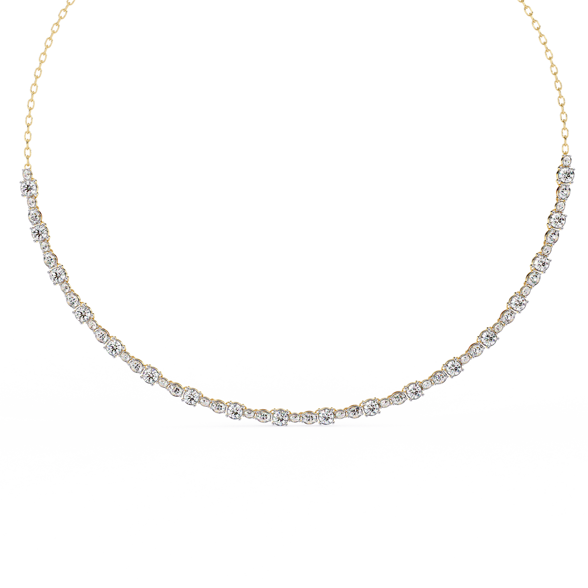 Yellow Gold Riviera Graduated Diamond Tennis Necklace