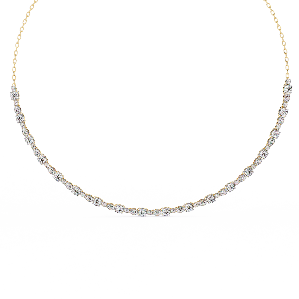 Yellow Gold Riviera Graduated Diamond Tennis Necklace