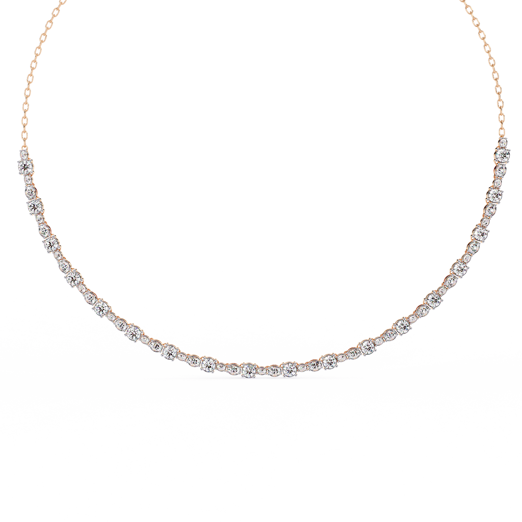 Rose Gold Riviera Graduated Diamond Tennis Necklace