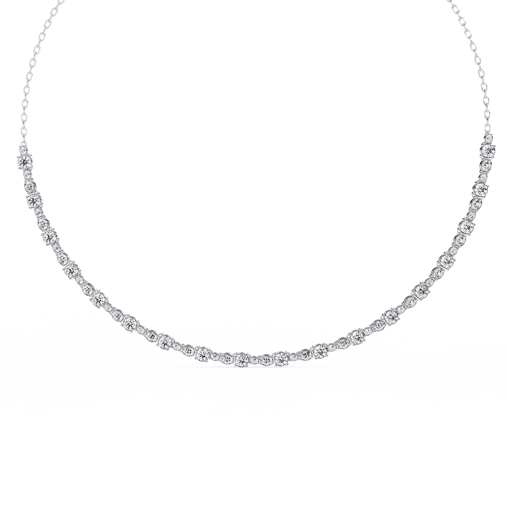 Classic Round and Oval Diamond Necklace