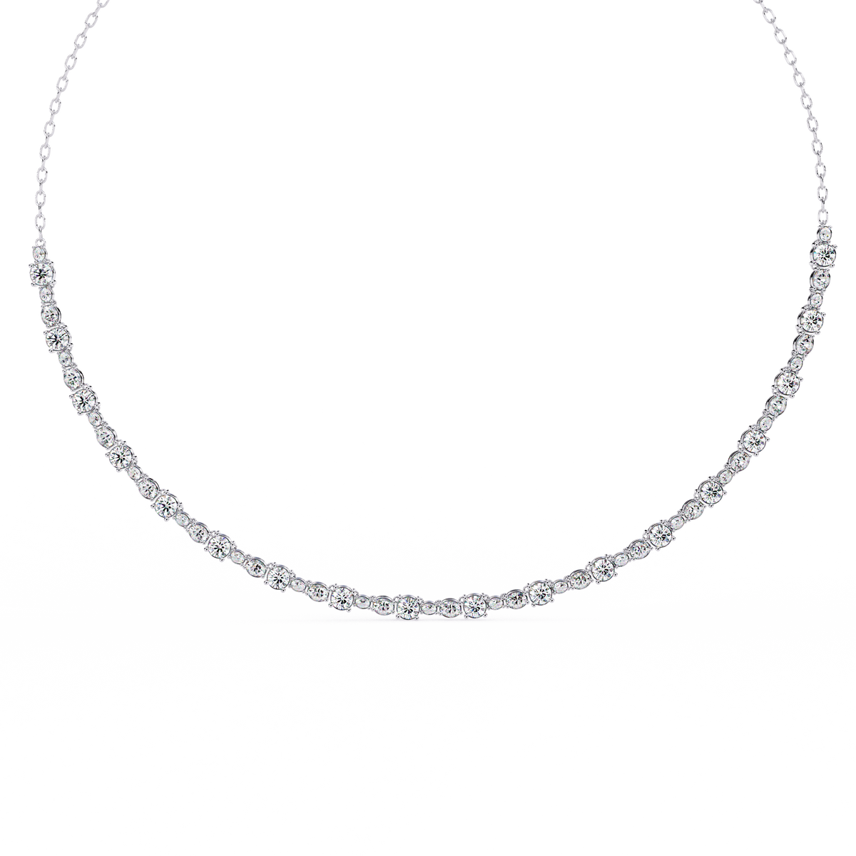 Classic Round and Oval Diamond Necklace