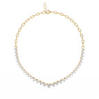 Yellow Gold Crescendo Three-Prong Diamond Tennis Necklace