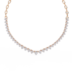 Rose Gold Crescendo Three-Prong Diamond Tennis Necklace