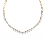 Yellow Gold Crescendo Three-Prong Diamond Tennis Necklace
