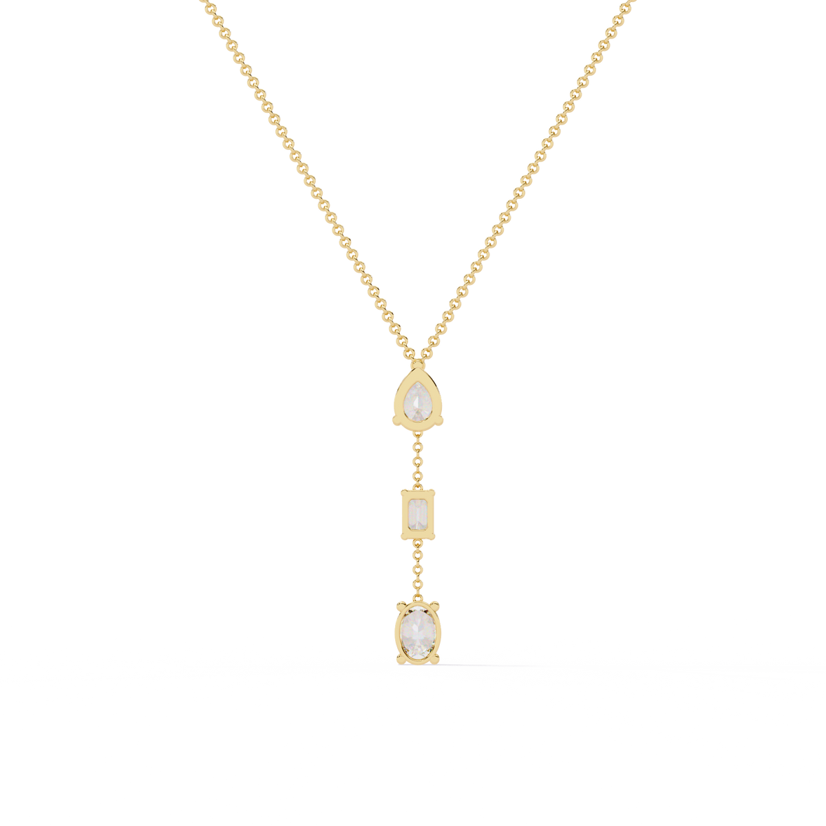 Yellow Gold Trinova Multi-Shape Drop Diamond Necklace