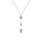 White Gold Three-Stone Mixed-Cut Diamond Drop Necklace