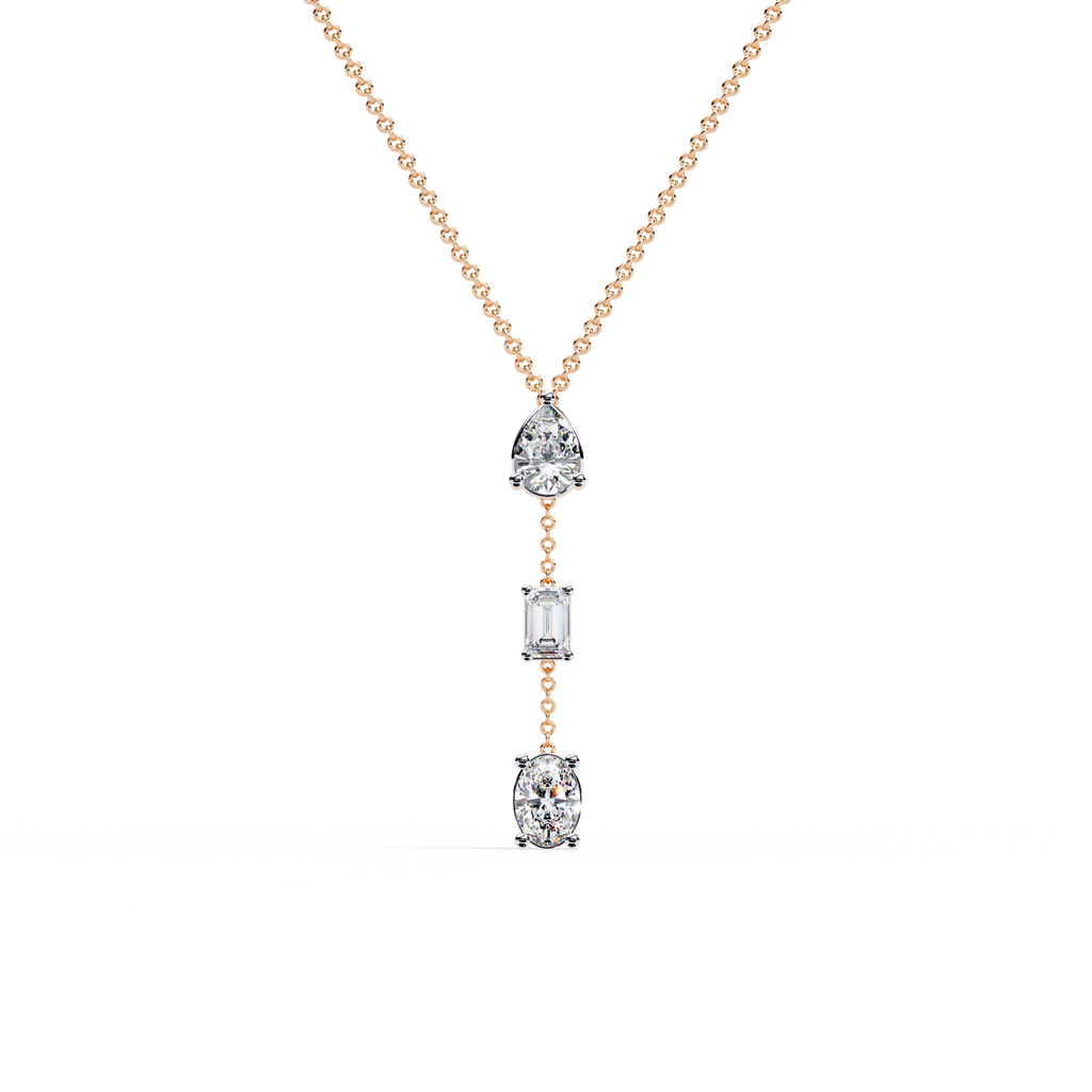 Rose Gold Trinova Multi-Shape Drop Diamond Necklace