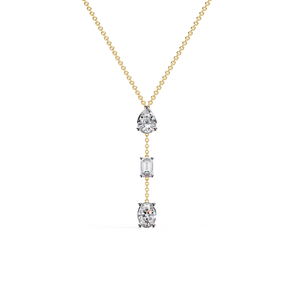 Yellow Gold Trinova Multi-Shape Drop Diamond Necklace