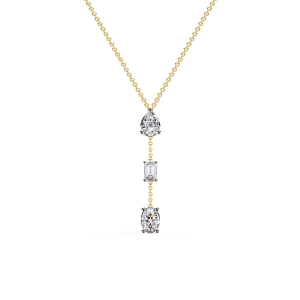 Yellow Gold Trinova Multi-Shape Drop Diamond Necklace