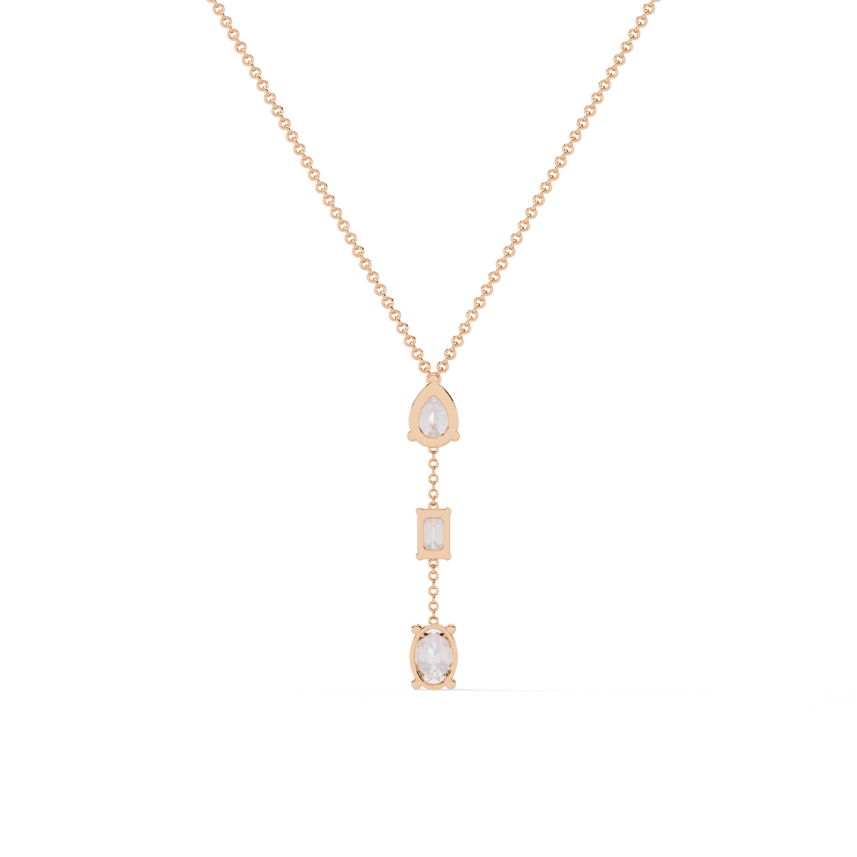 Rose Gold Trinova Multi-Shape Drop Diamond Necklace