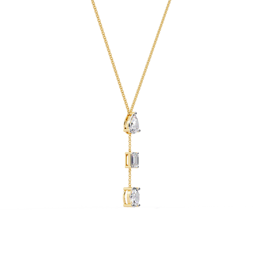 Yellow Gold Trinova Multi-Shape Drop Diamond Necklace