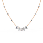 Rose Gold Empress Emerald Cut Station Diamond Necklace
