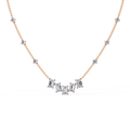 Rose Gold Empress Emerald Cut Station Diamond Necklace
