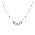 White Gold Emerald-Cut Cluster & Station Diamond Necklace