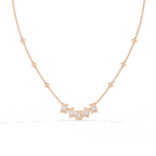 Rose Gold Empress Emerald Cut Station Diamond Necklace