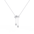 White Gold Pear & Emerald-Cut Diamond Lariat Drop Necklace