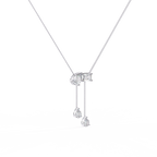 White Gold Pear & Emerald-Cut Diamond Lariat Drop Necklace