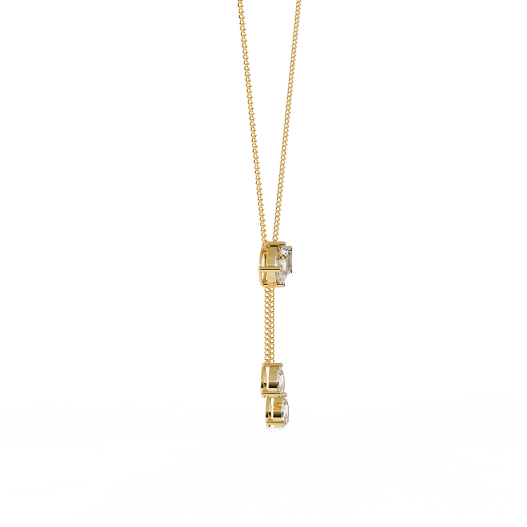 Yellow Gold Duality Pear & Emerald Drop Diamond Necklace