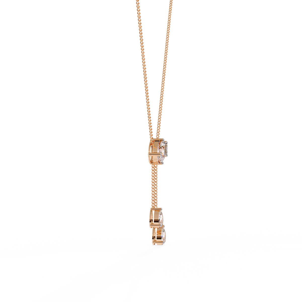 Rose Gold Duality Pear & Emerald Drop Diamond Necklace