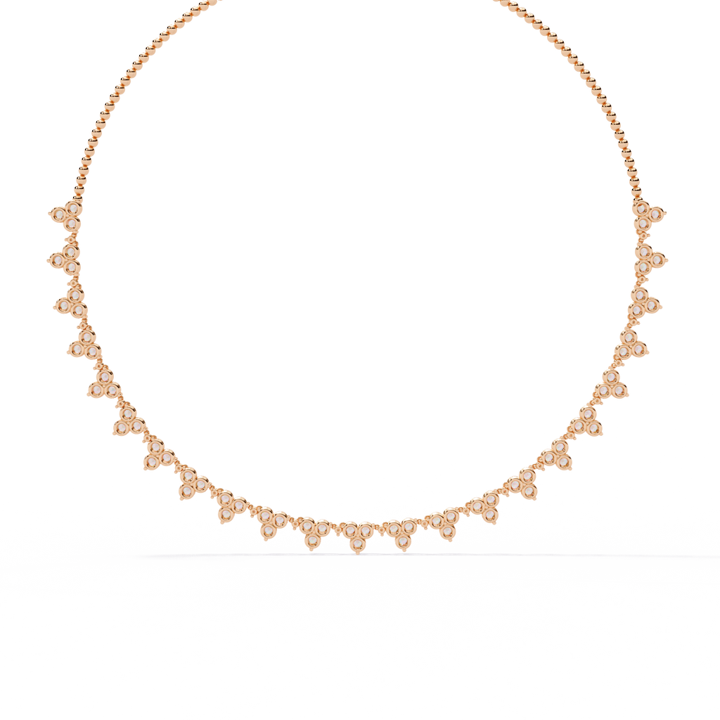Rose Gold Trilogy Cluster Diamond Fringe Necklace
