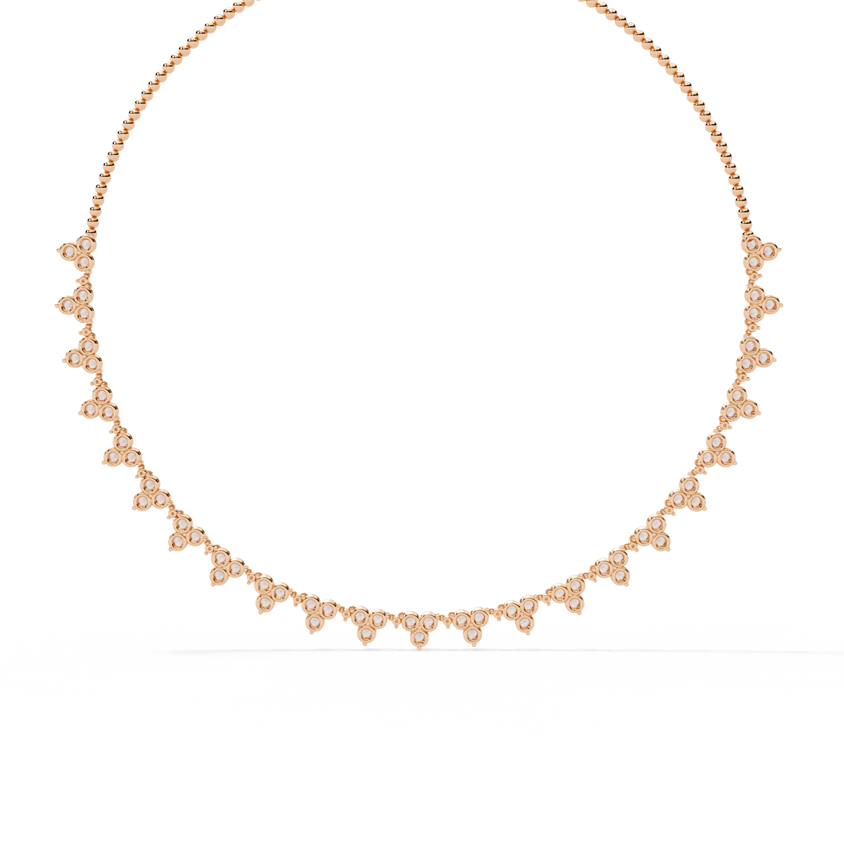 Rose Gold Trilogy Cluster Diamond Fringe Necklace
