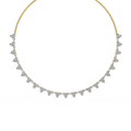 Yellow Gold Trilogy Cluster Diamond Fringe Necklace