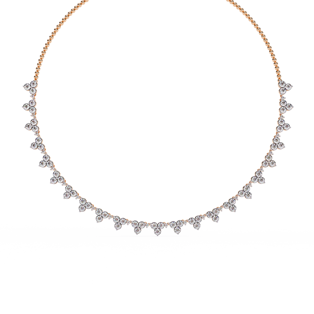 Rose Gold Trilogy Cluster Diamond Fringe Necklace