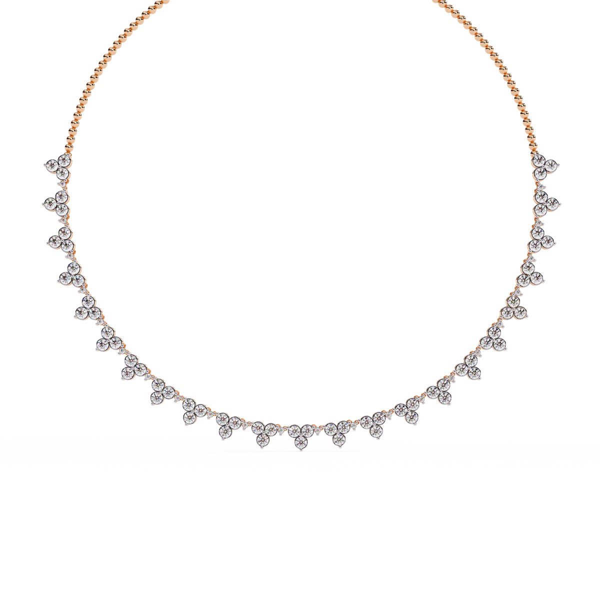 Rose Gold Trilogy Cluster Diamond Fringe Necklace