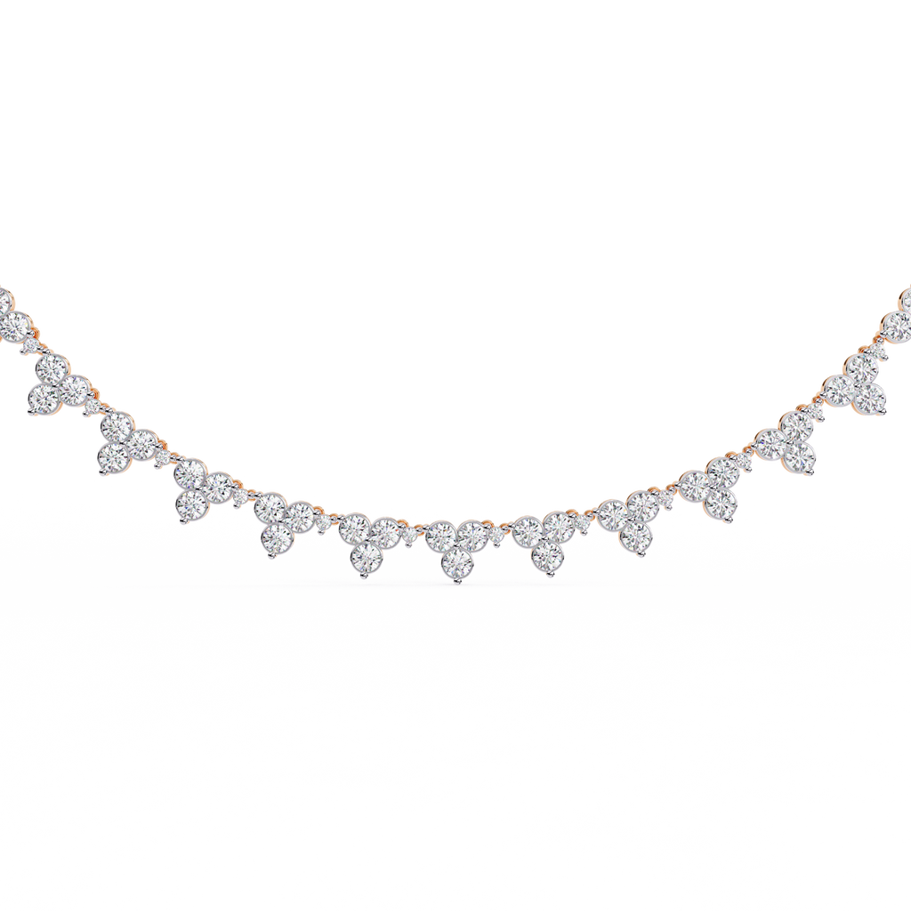 Rose Gold Trilogy Cluster Diamond Fringe Necklace