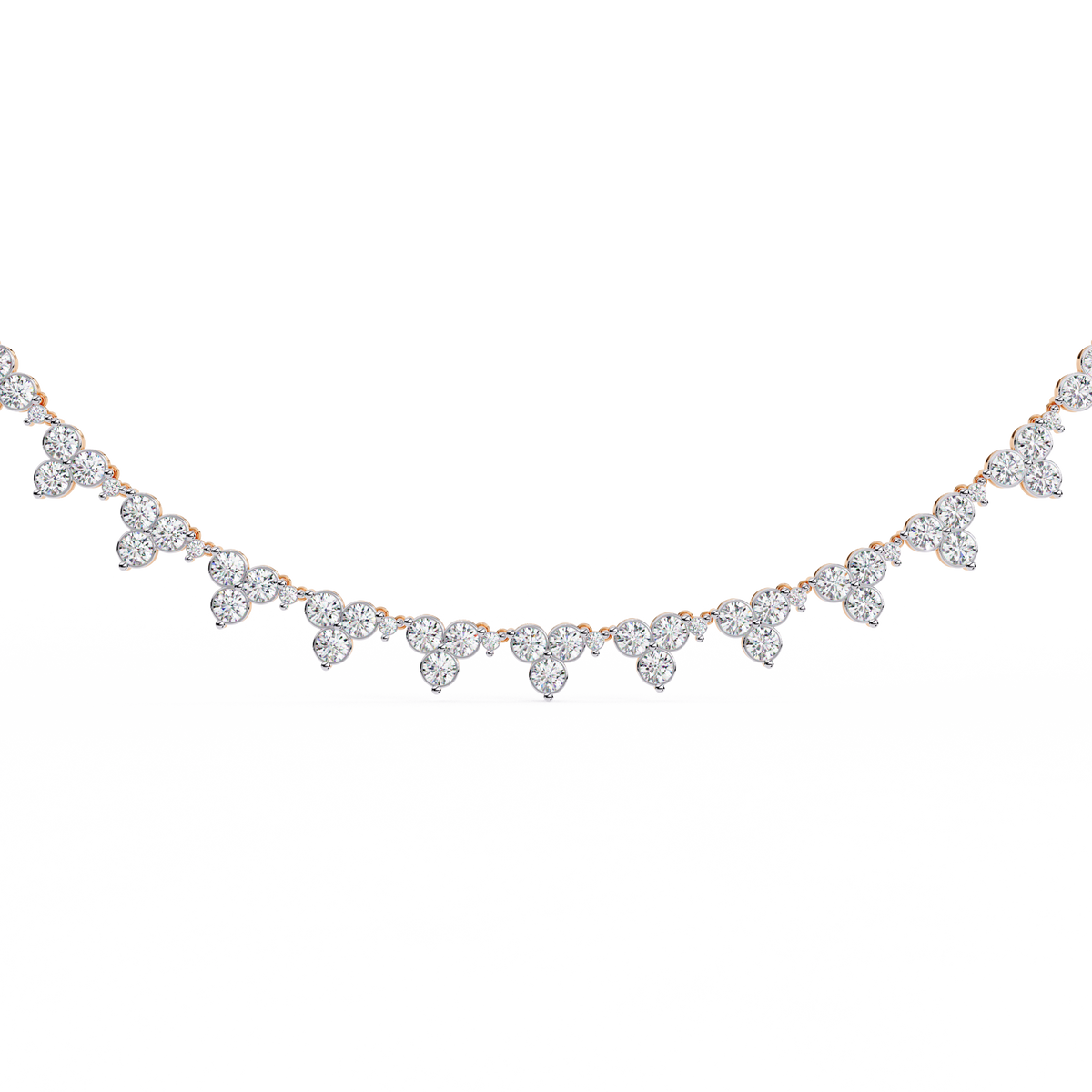 Rose Gold Trilogy Cluster Diamond Fringe Necklace