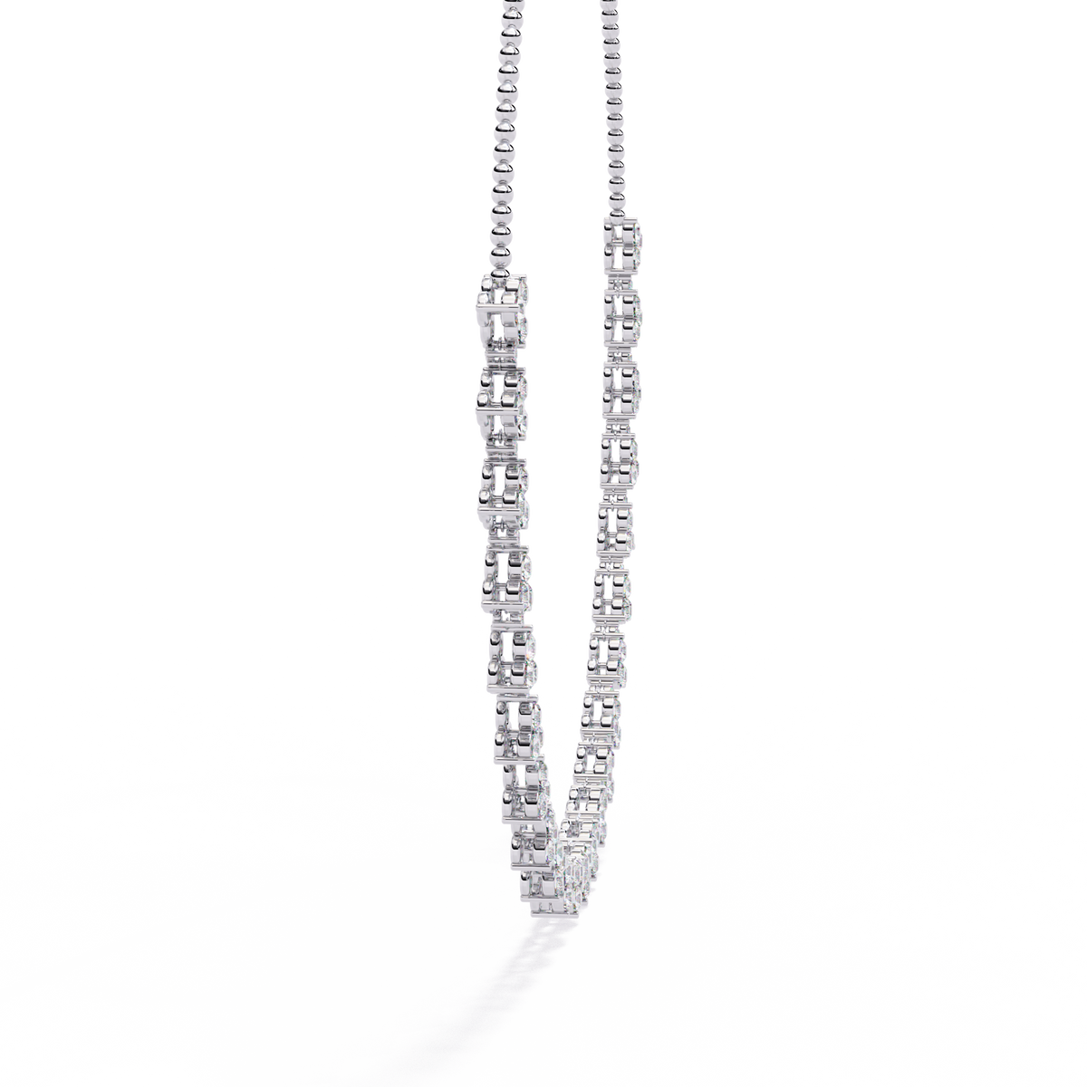 White Gold Trefoil Cluster Diamond Necklace