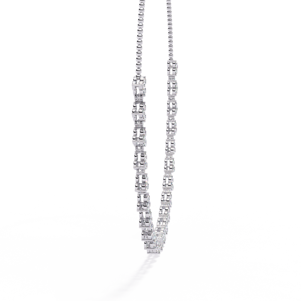 Classic Round Lab Grown Diamond curved necklace