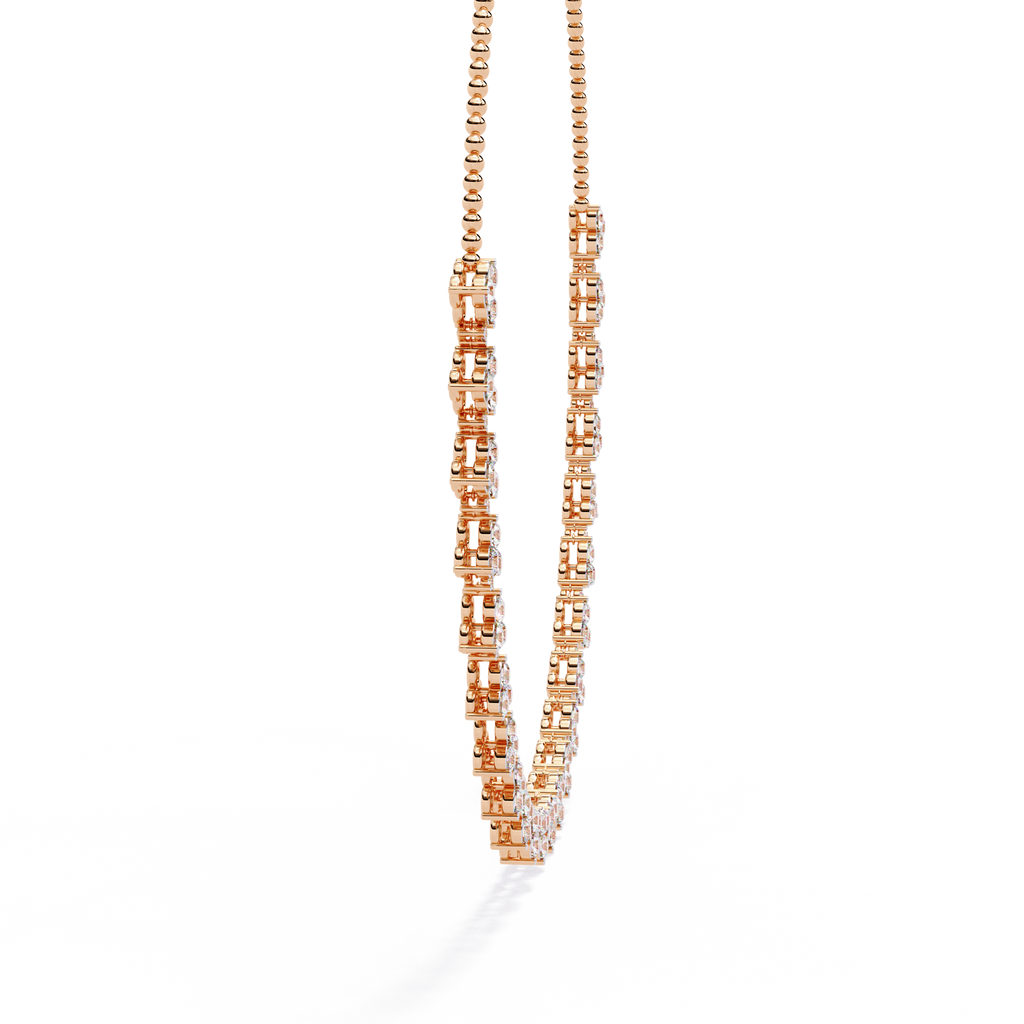 Rose Gold Trilogy Cluster Diamond Fringe Necklace