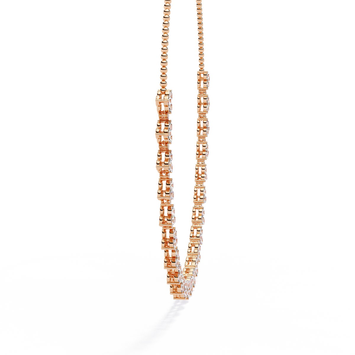 Rose Gold Trilogy Cluster Diamond Fringe Necklace
