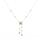 Yellow Gold Cascade Solitaire Bezel Drop Diamond Necklace